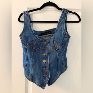 LIONESS After Hours Corset Top Blue Denim